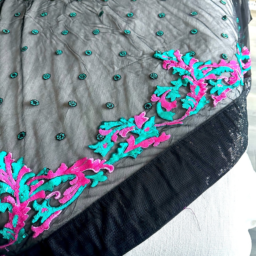 Black Net Saree With Embroidery And Sequins - image 1
